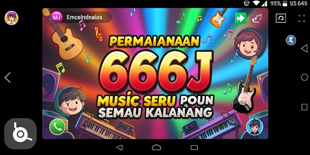 Tampilan gameplay seru dalam 666J dengan berbagai lagu.