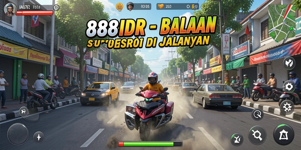 Screenshot gameplay 888IDR dengan aksi balapan yang mendebarkan.