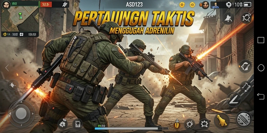Screenshot gameplay ASD123 menunjukkan aksi pertarungan yang intens.