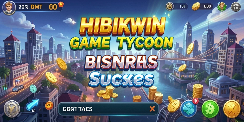 Tampilan gameplay HIBIKWIN yang menampilkan aspek manajemen bisnis.