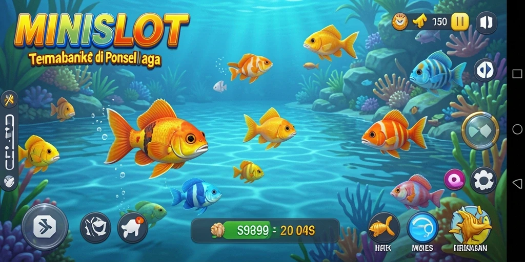 Tampilan menarik dari gameplay MINISLOT dengan aksi memancing.