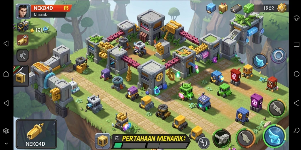 Tampilan gameplay seru di NEKO4D dengan menara yang megah.