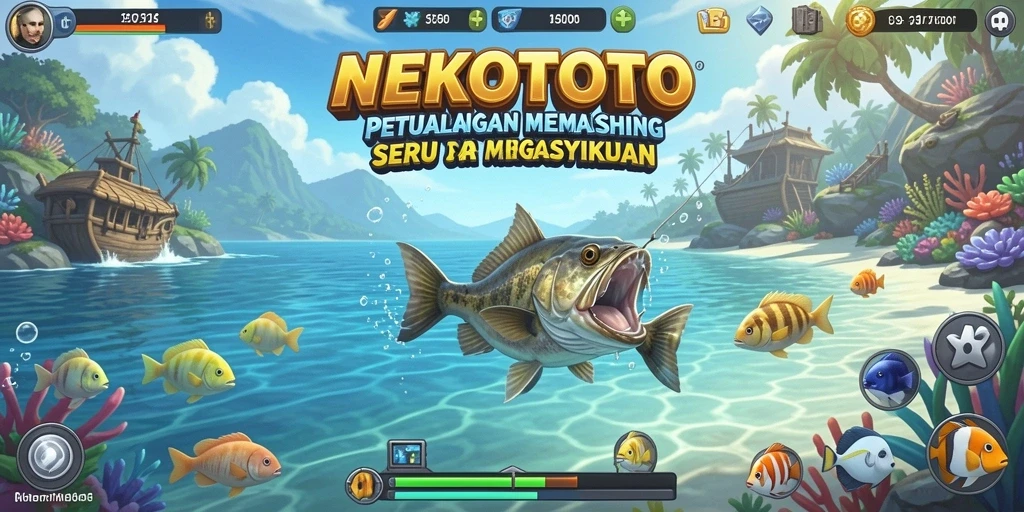 Tampilan gameplay memancing yang menggembirakan di NEKOTOTO.