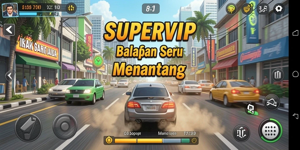 Gameplay menegangkan dengan balapan cepat dan mengasyikkan.
