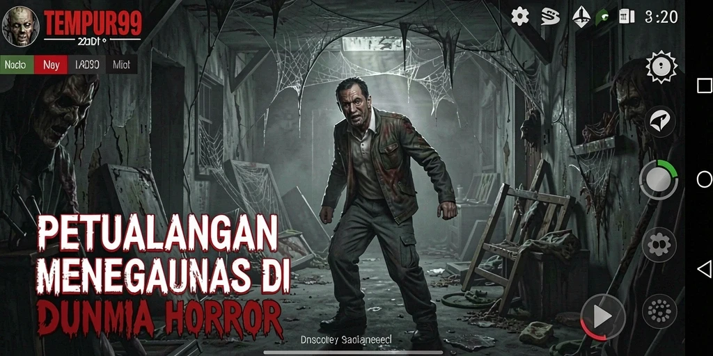 Tampilan gameplay TEMPUR99 yang menakutkan dan menantang.